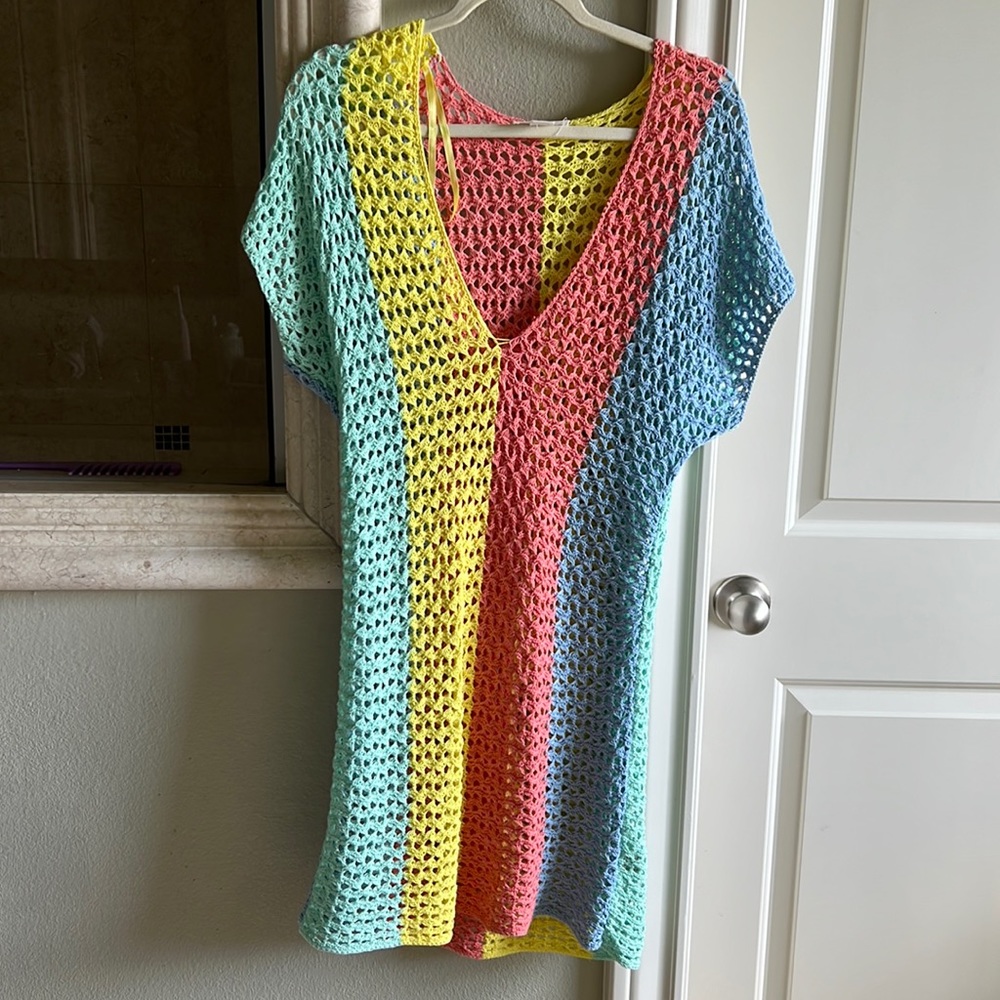 Love Riche multicolor crochet beach cover up